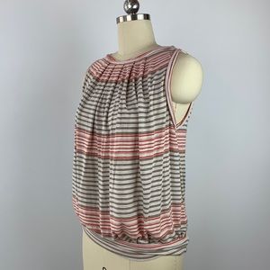 Max Studio Banded Waist Stripe Tank Top Sz M